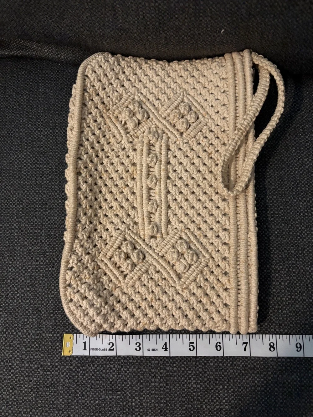 Vintage macrame clutch